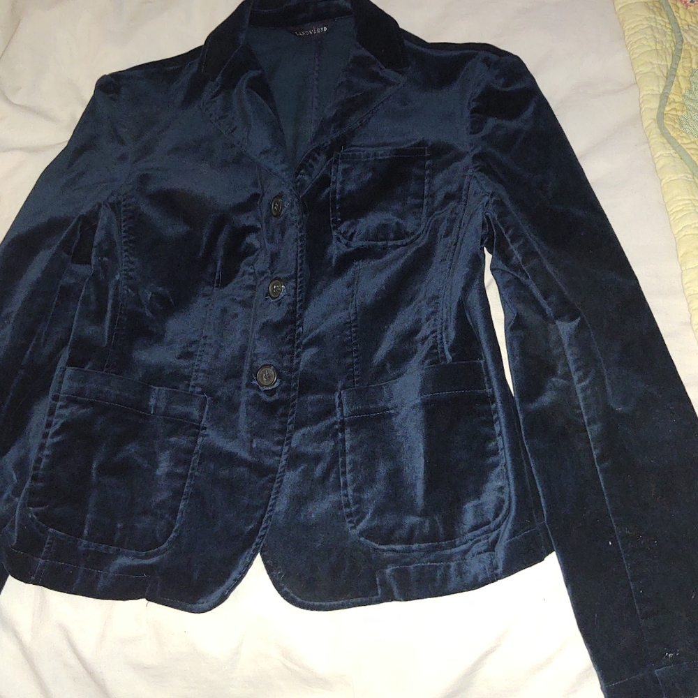 Lands End velveteen navy jacket sz 8